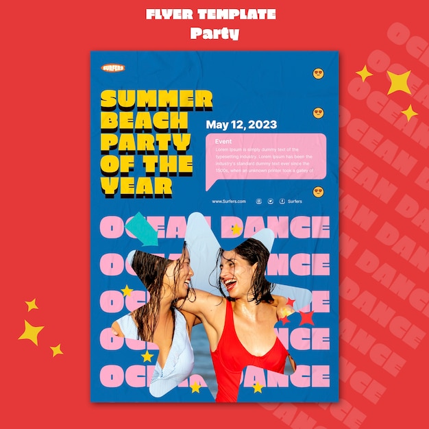 Retro Party Fun Flyer Template – Free PSD Download for PSD – Category: PSD Templates