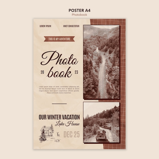 Modello di poster per fotolibro retrò