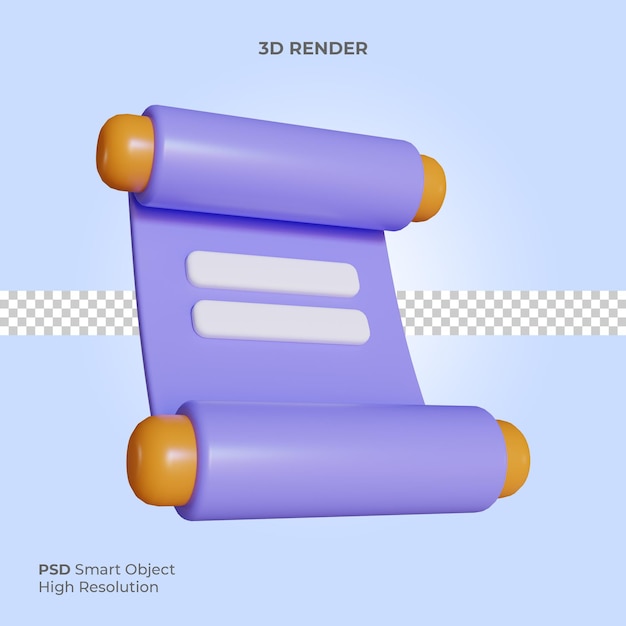 Retro roll paper icon 3d render illustration isolated premium psd