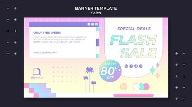 Retro sales banner template