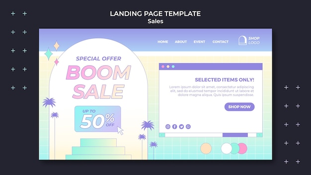 Free PSD retro sales landing page template