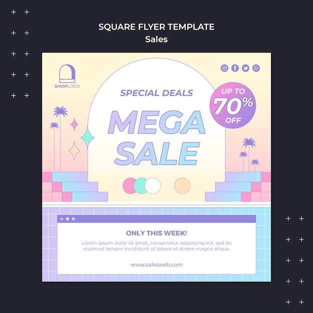 Free PSD retro sales square flyer template