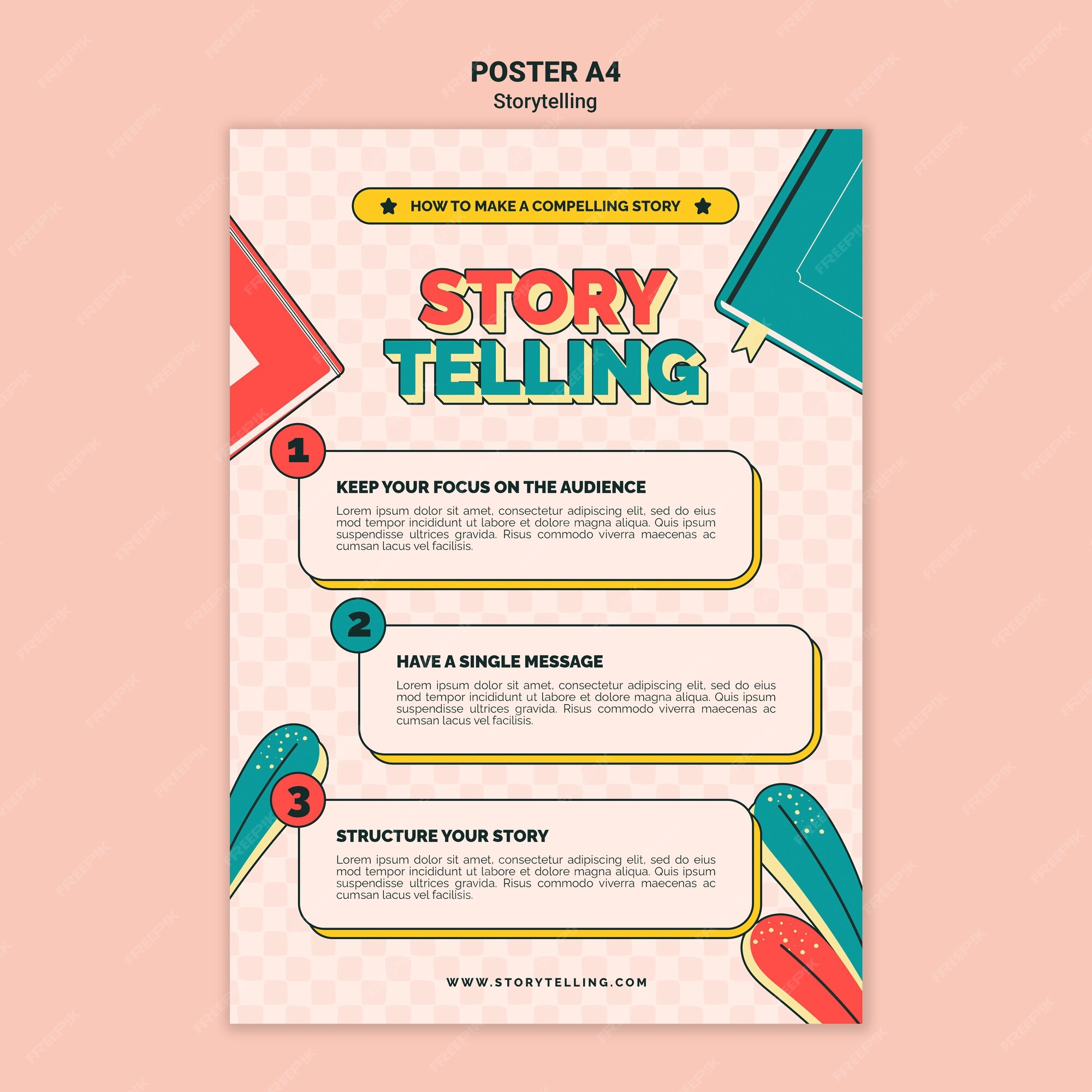 Free PSD | Retro storytelling print