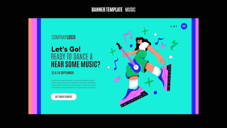 Free PSD retro style music festival banner template