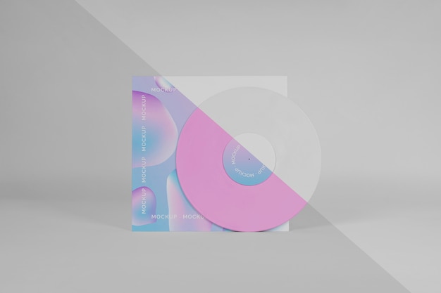 Retro vinyl disk with abstract packaging mock-up