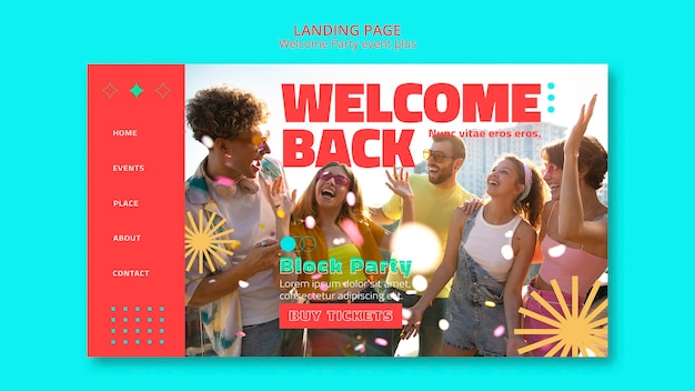 Retro welcome party landing page template