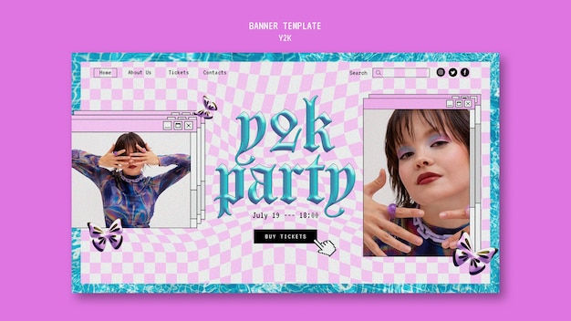 Free PSD retro y2k fashion landing page template