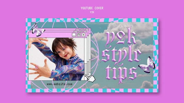 Free PSD retro y2k fashion youtube cover template