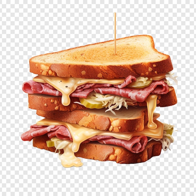 無料PSD 透明な背景に分離されたルーベン サンドイッチ