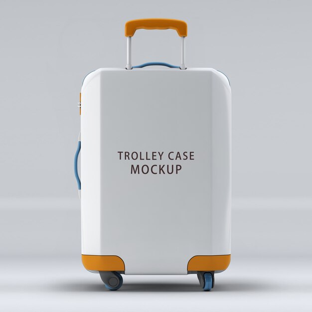 Download Premium PSD | Rightward inclined universal wheel trolley case or luggage upright mockup isolated