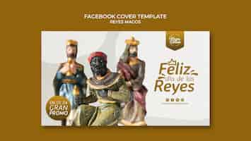 PSD gratuito cover facebook della celebrazione di reyes magos