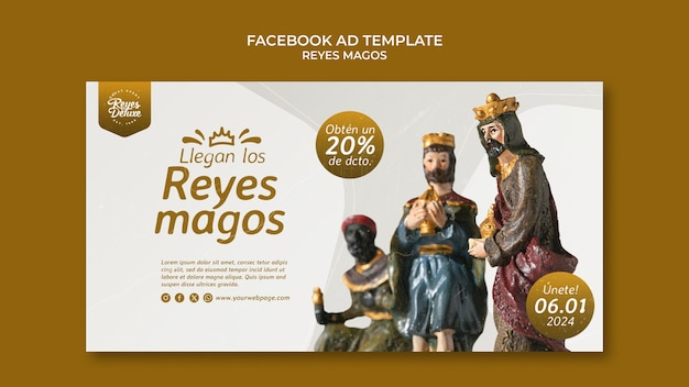 PSD gratuito template facebook della celebrazione di reyes magos