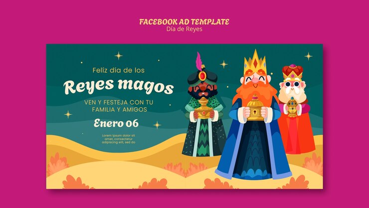 मुफ़्त PSD reyes magos celebration  facebook template