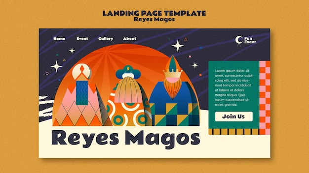 Reyes magos celebration landing page template