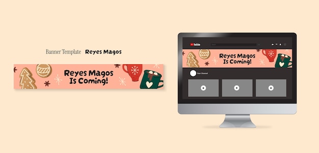 Free PSD reyes magos celebration youtube banner