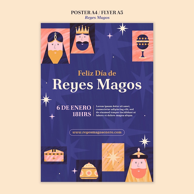 Free PSD reyes magos template design