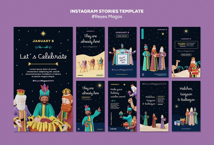 Free PSD reyes magos template design