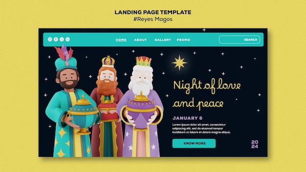 Free PSD reyes magos template design