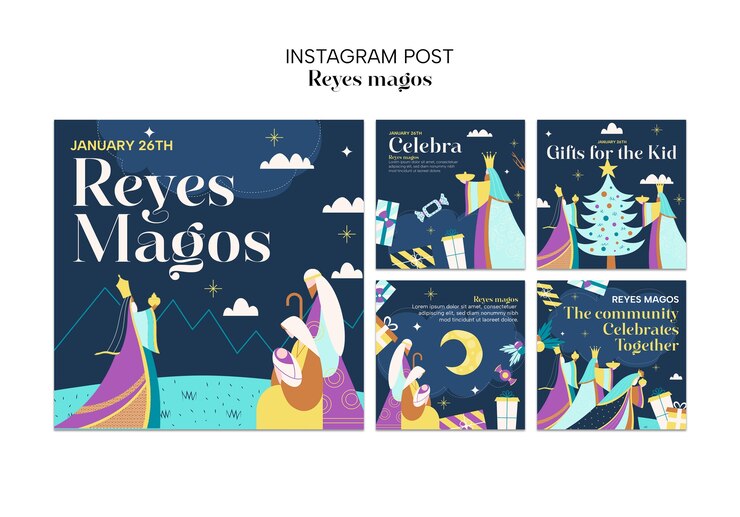 Free PSD reyes magos template design