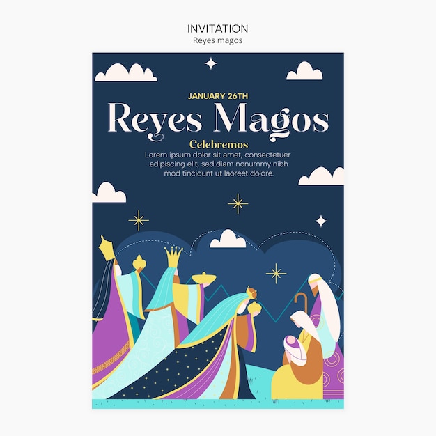 Free PSD reyes magos template design