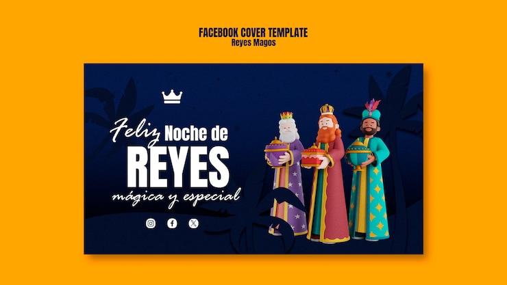 Free PSD reyes magos tradition  facebook cover template