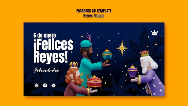 Free PSD reyes magos tradition facebook template