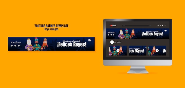 PSD gratuito reyes magos tradizione banner youtube