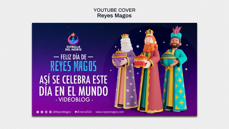 मुफ़्त PSD reyes magos youtube cover template