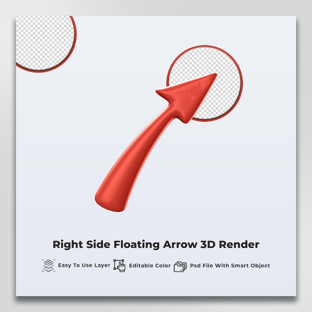 Right side floating arrow 3d render