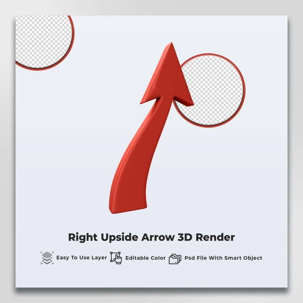 Right upside arrow 3d render