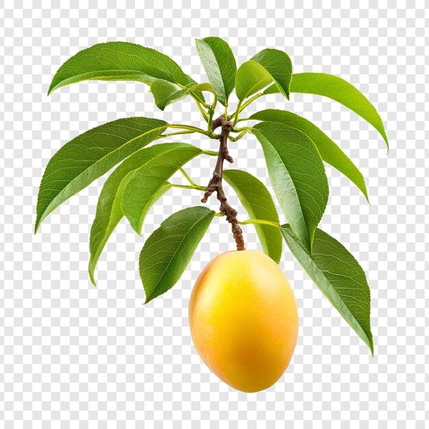 Ripe Apricot on Branch with Lush Green Leaves