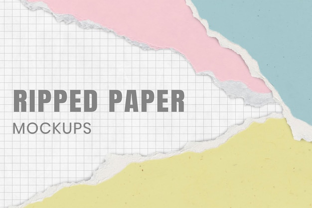 Ripped paper background mockup psd pastel diy craft