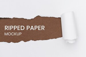 Free PSD ripped paper background mockup psd in white handmade craft