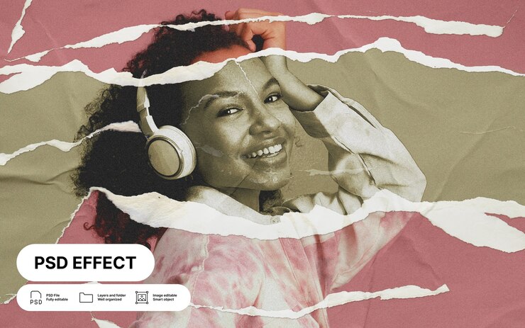 Free PSD ripped paper photo effect