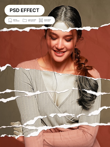 Free PSD ripped paper photo effect