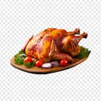 Free PSD a roasted chicken on a plate or wood on a white background