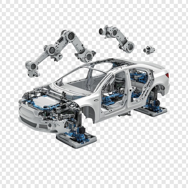 Роботизированная автомобильная сборка Футуристическое автопроизводство Точная инженерия