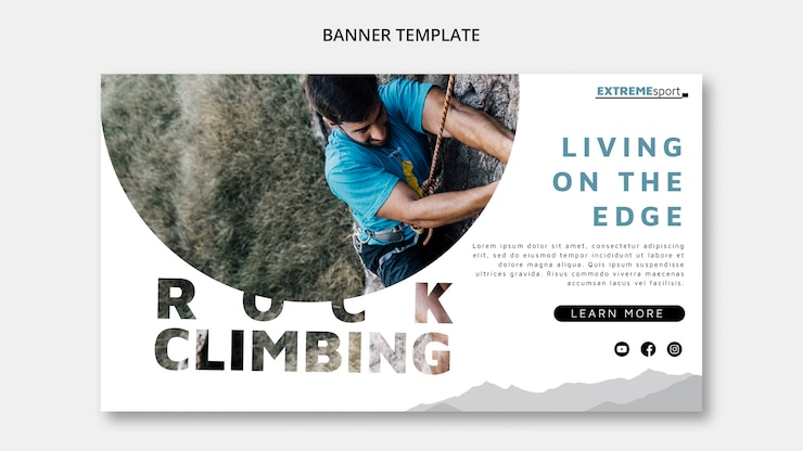 Free PSD rock climbing banner template