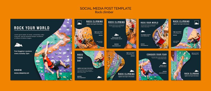 Free PSD rock climbing social media post template