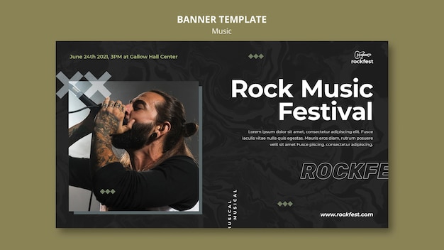 PSD gratuito modello di banner festival rock