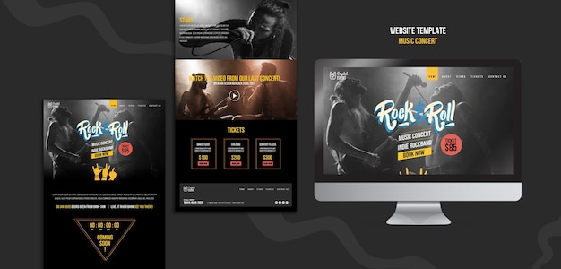 Free PSD rock music concert web template