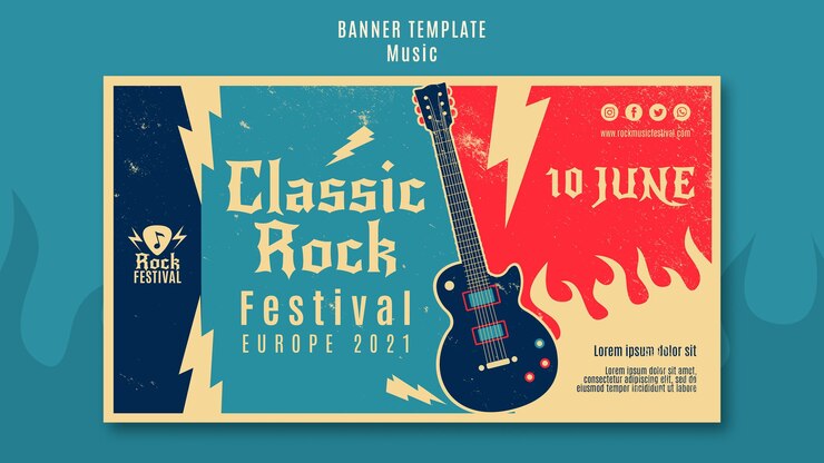 Free PSD rock music festival banner template