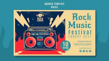 PSD gratuito modello di banner festival di musica rock