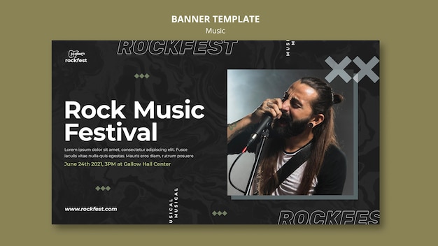 Rock music festival banner template