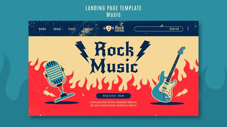 Free PSD rock music festival landing page template