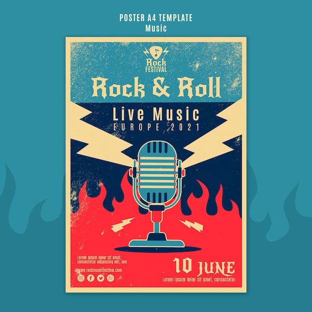 Free PSD rock music festival print template