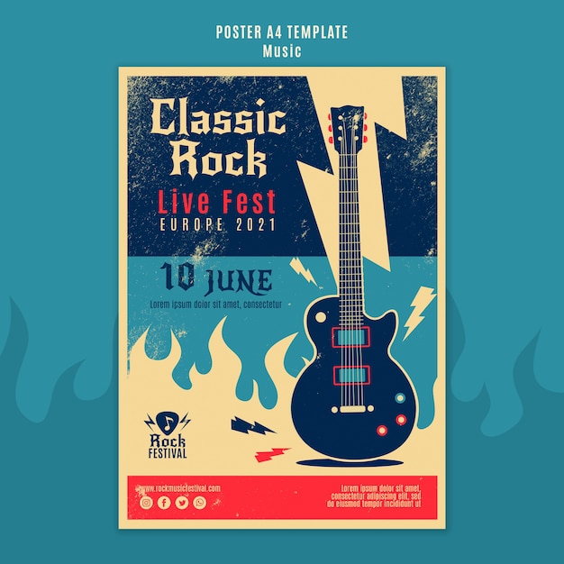 Free PSD rock music festival print template