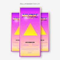 Free PSD roll up banner template for 80s music festival