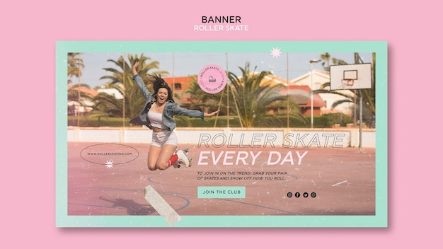 Free PSD roller skate banner template