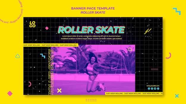 Free PSD roller skate concept banner template